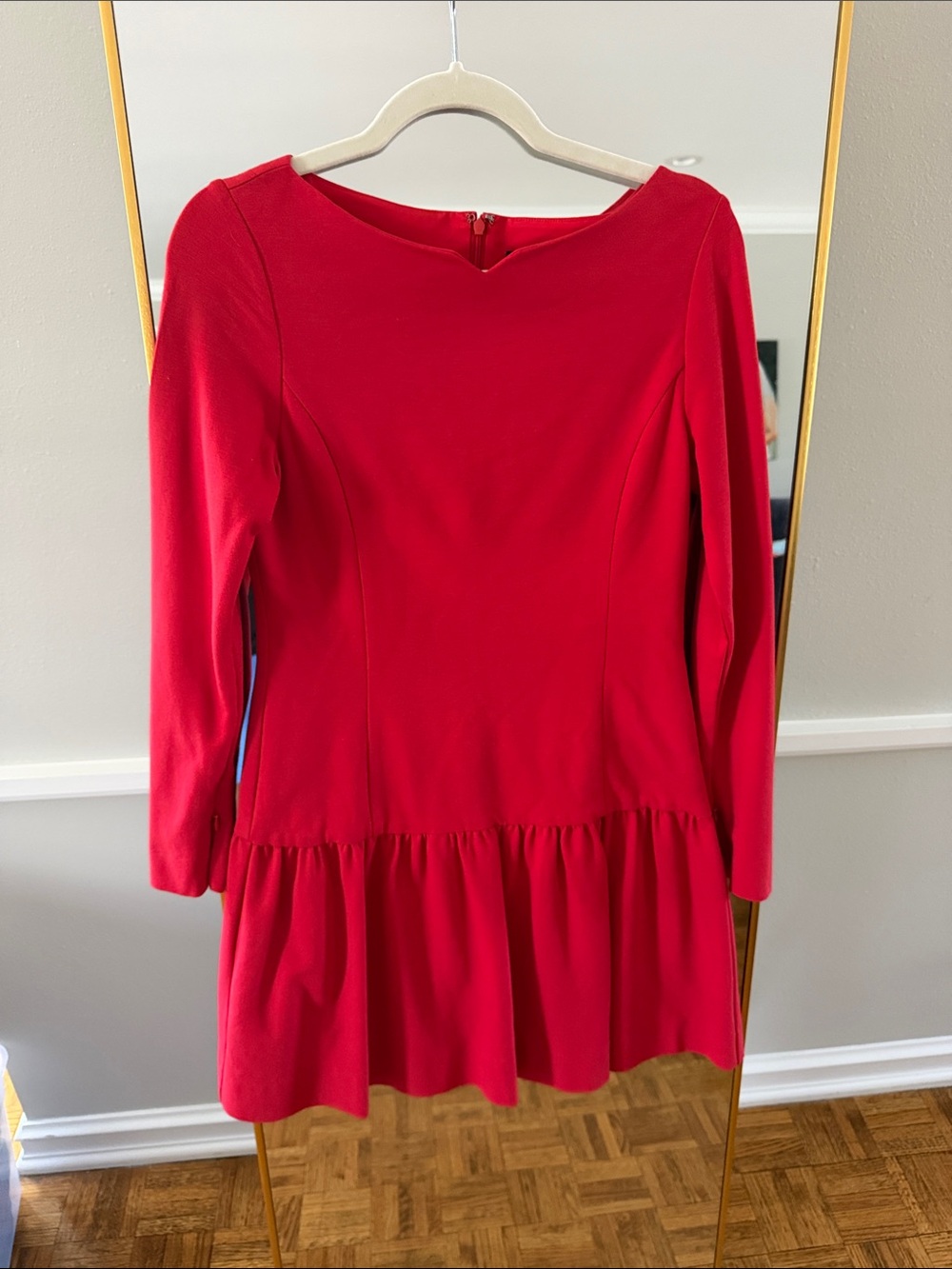 W by Worth Red Long-Sleeve Peplum Dress